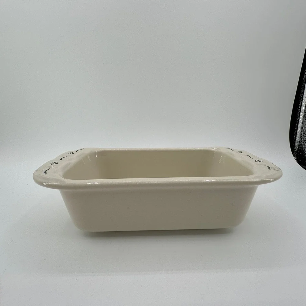 Longaberger Woven Traditions Butter Dish and 1 Pint Loaf Pan Set Ivory USA Made
